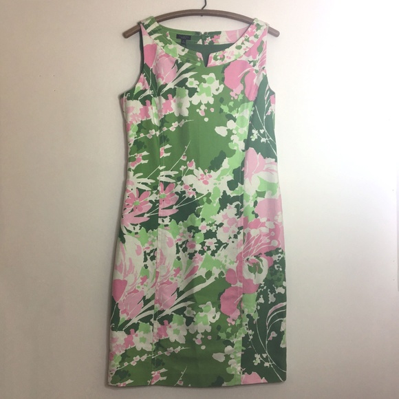 green pink floral dress